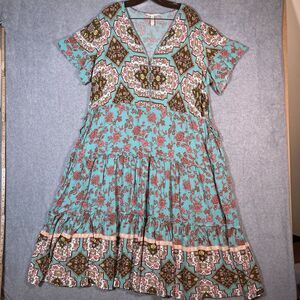 Matilda Jane Midi Dress Womens XXL Floral Tiered Boho Down to Earth Multi Color